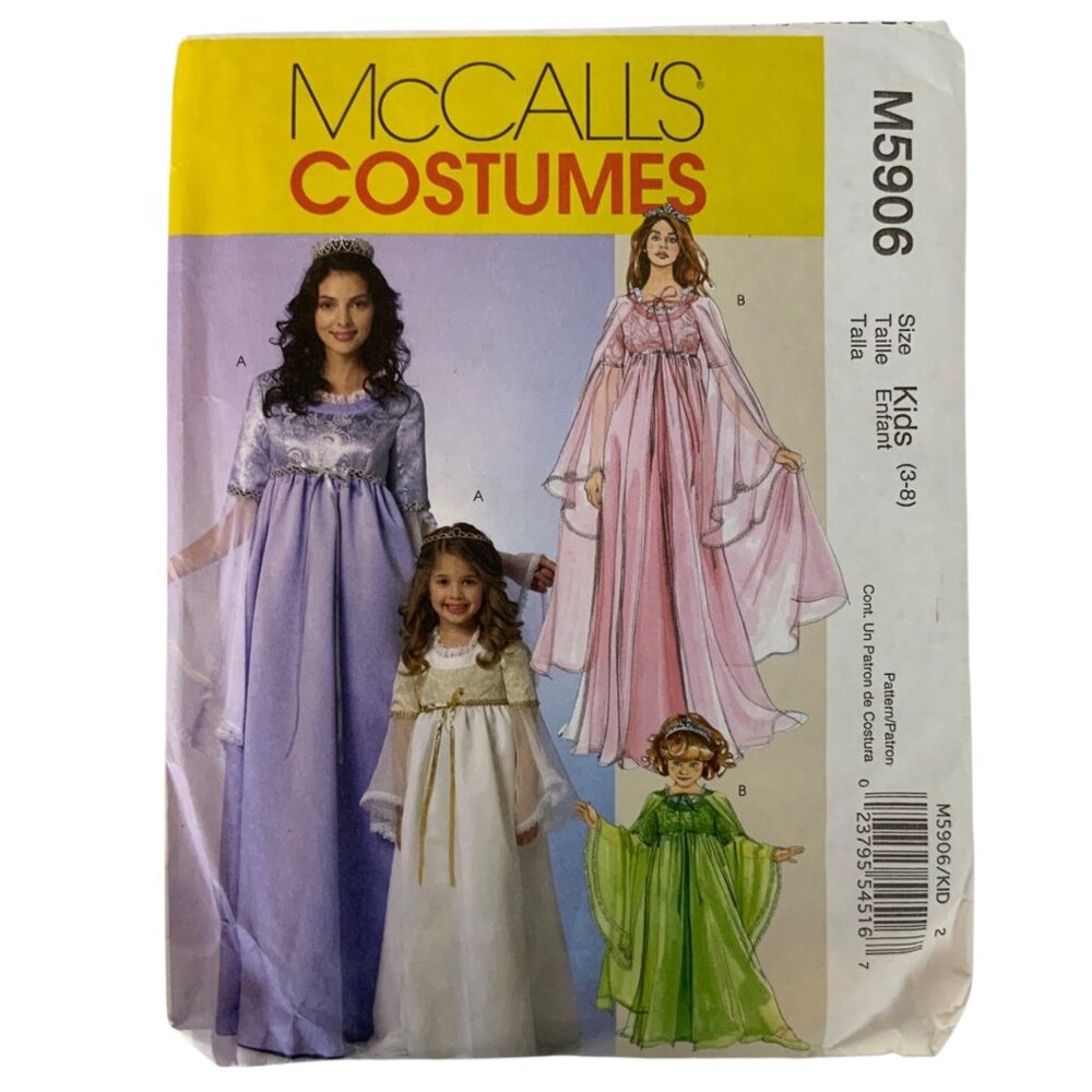 McCalls M5906 Childs Costume Sewing Pattern Princess Dresses Sizes 3-8 2009